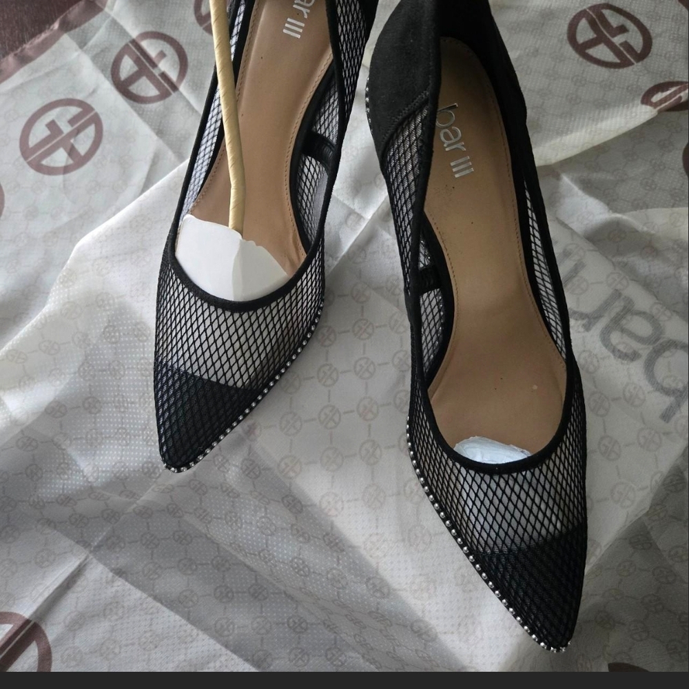 Bar III Black Heels with Mesh Design